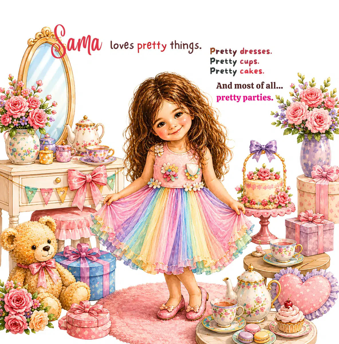 Look inside page: Sama loves pretty things and pretty parties